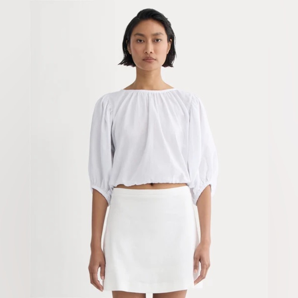 VICI Linen Peasant Blouse with Puff Sleeves - Women's Top
